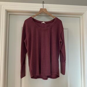 Caslon Scoop Neck Mauve Pink Long Sleeve Waffle Knit Top - XXL